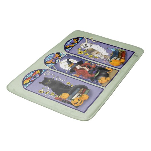 Art Nouveau Hexenkatze Halloween Badematte (Schrägansicht)