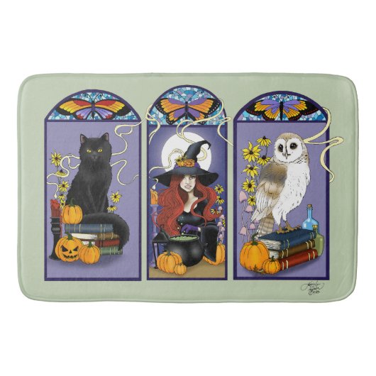 Art Nouveau Hexenkatze Halloween Badematte (Vorderseite)