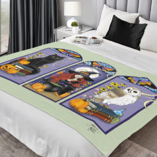 Art Nouveau Hexenkatze Halloween Fleecedecke