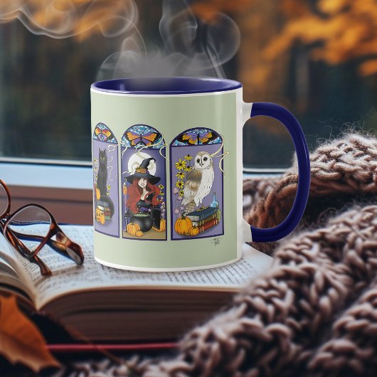 Art Nouveau Hexenkatze Halloween Tasse