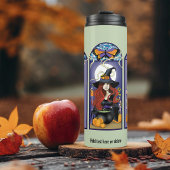 Art Nouveau Hexenkatze Halloween Thermosbecher