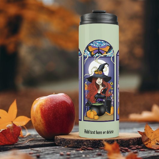 Art Nouveau Hexenkatze Halloween Thermosbecher