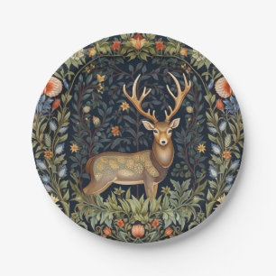 Art nouveau-Hirsch im Garten Pappteller