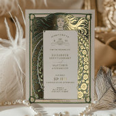 Art Nouveau Hochzeit Einladung Gold Green von Much