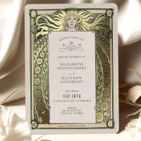 Art Nouveau Hochzeit Einladung Gold Green von Much