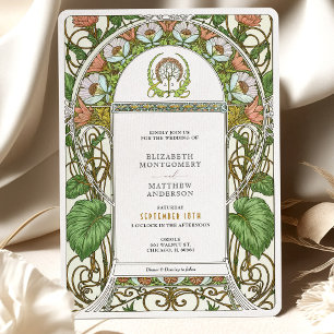 Art Nouveau Hochzeit mit Vintage-Mohn Einladung