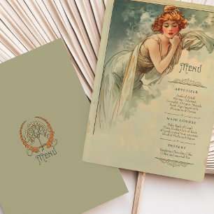 Art Nouveau Hochzeitsmenü Einladung