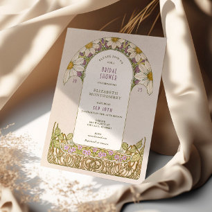 Art Nouveau Hochzeitsshower mit lila Lavendel Gäns Einladung