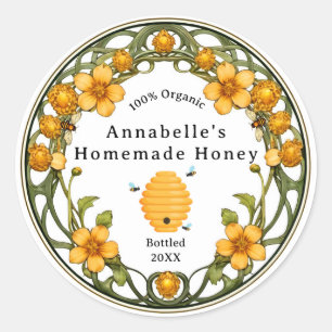 Art Nouveau Homemade Honey Runder Aufkleber
