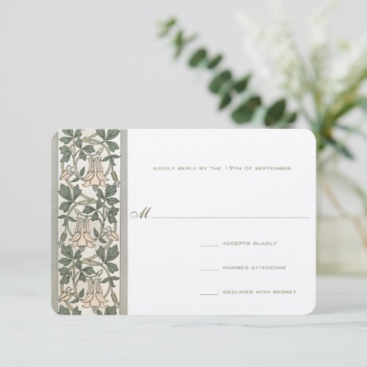 Art Nouveau Honey Suckle Wedding RSVP (Stehend Vorderseite)