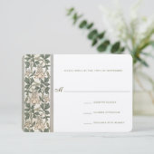 Art Nouveau Honey Suckle Wedding RSVP Karte (Stehend Vorderseite)