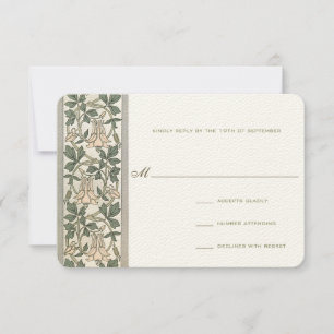 Art Nouveau Honey Suckle Wedding RSVP Karte