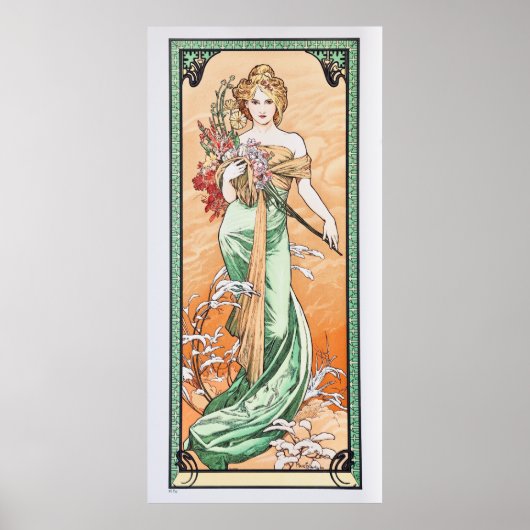 Art Nouveau Hübsch Spring by Alphonse Mucha Poster (Vorne)