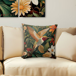 Art Nouveau Hummingbird im Flight Kissen