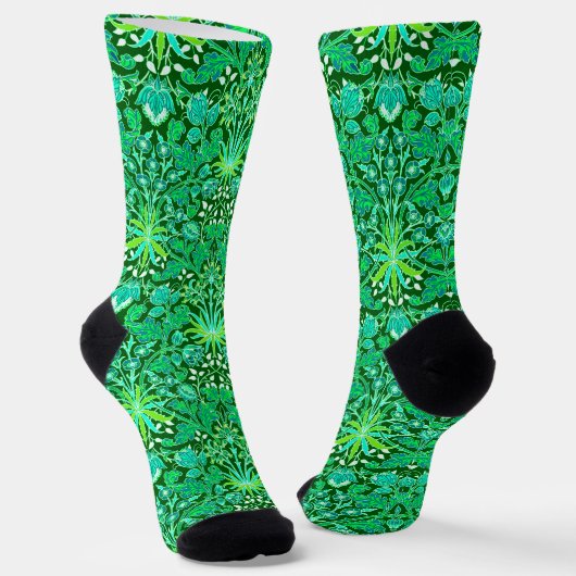 Art Nouveau Hyacinth Print, Emerald Green Socken (Gewinkelt)