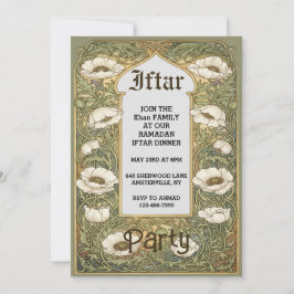 Art Nouveau Iftar Poppy Flower Invitation Einladung