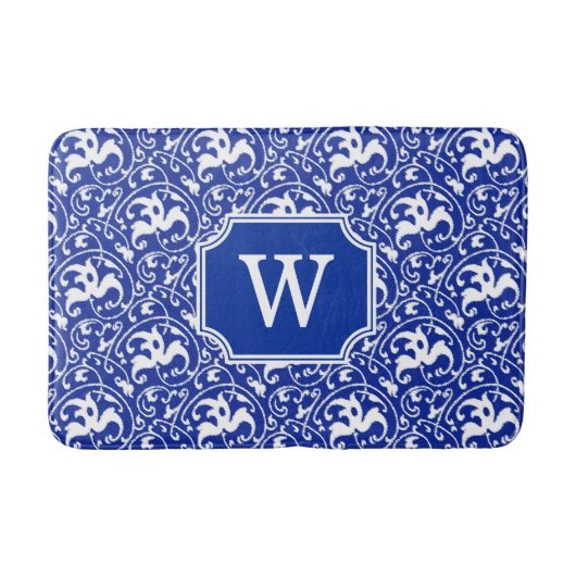 Art Nouveau Ikat - Cobalt Blue und White Badematte (Vorderseite)