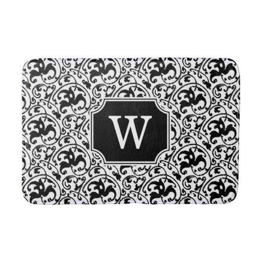 Art Nouveau Ikat - Weiß und Schwarz Badematte (Vorderseite)