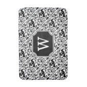 Art Nouveau Ikat - Weiß und Schwarz Badematte (Vorderseite Vertikal)