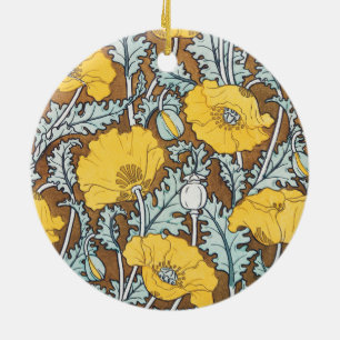 Art Nouveau Illustration Gelbe Mohnblume Keramik Ornament