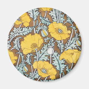 Art Nouveau Illustration Gelbe Mohnblume Magnet