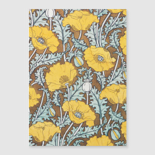 Art Nouveau Illustration Gelbe Mohnblume Magnetkarte