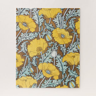 Art Nouveau Illustration Gelbe Mohnblume Puzzle
