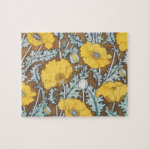 Art Nouveau Illustration Gelbe Mohnblume Puzzle