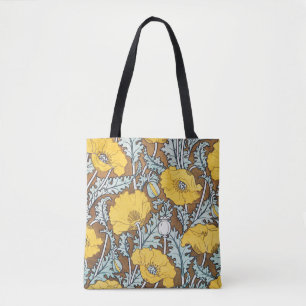 Art Nouveau Illustration Gelbe Mohnblume Tasche