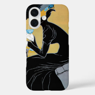 Art Nouveau im Vintage-Stil, Dame trinkt Marco Pol iPhone 16 Hülle