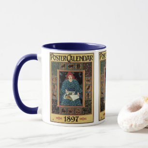 Art Nouveau im Vintage-Stil, Frau liest Astrologie Tasse