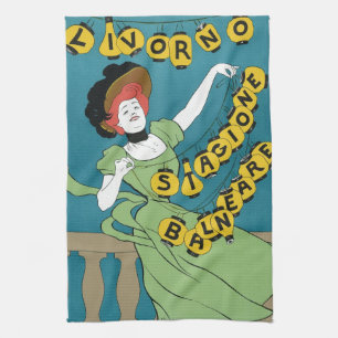Art Nouveau im Vintage-Stil, Livorno Senorita beim Geschirrtuch