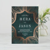 Art Nouveau Imitate Bronze und dunkelgrüne Einladu Einladung (Stehend Vorderseite)