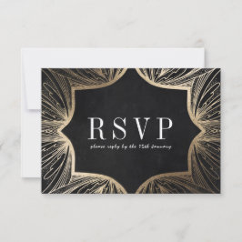 Art Nouveau Imitats gold Wedding RSVP card, Karte
