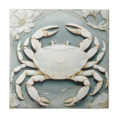 Art Nouveau Imitats Relief Dusty Blue Ocean Crab Fliese (Vorderseite)