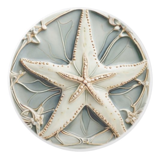Art Nouveau Imitats Relief Mini Starfish Sea Star Keramikknauf (Vorderseite)