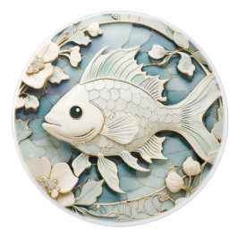 Art Nouveau Imitats Relief Ocean Fish Direkt gegen Keramikknauf