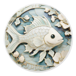 Art Nouveau Imitats Relief Ocean Fish Direkt gegen Keramikknauf