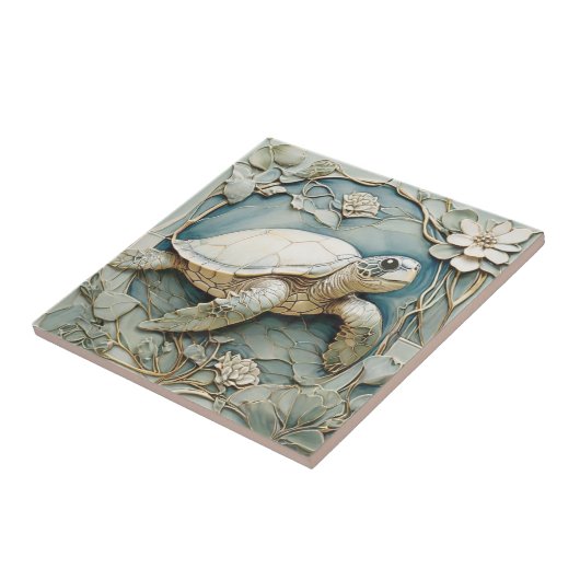 Art Nouveau Imitats Relief Ocean Sea Turtle Fliese (Seite)