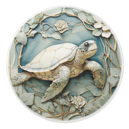 Art Nouveau Imitats Relief Ocean Sea Turtle Keramikknauf
