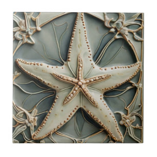 Art Nouveau Imitats Relief Ocean Starfish Sea Star Fliese