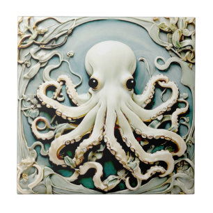 Art Nouveau Imitats Relief Octopus - Ocean Sea Lif Fliese