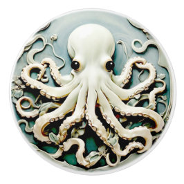 Art Nouveau Imitats Relief Octopus - Ocean Sea Lif Keramikknauf