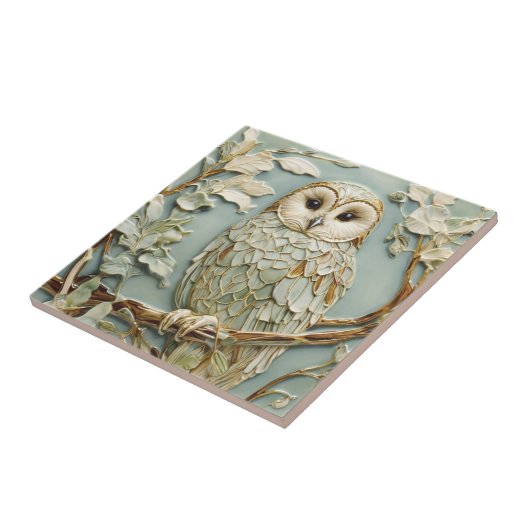 Art Nouveau Imitats Relief Tawny Owl Bird Pastel M Fliese (Seite)