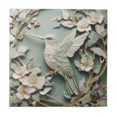 Art Nouveau Imitats Relief Verlassen Hummingbird B Fliese (Vorderseite)