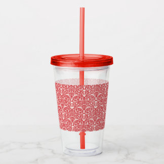 Art Nouveau Inspired Florals Clear Tumbler - Red Acryltrinkbecher