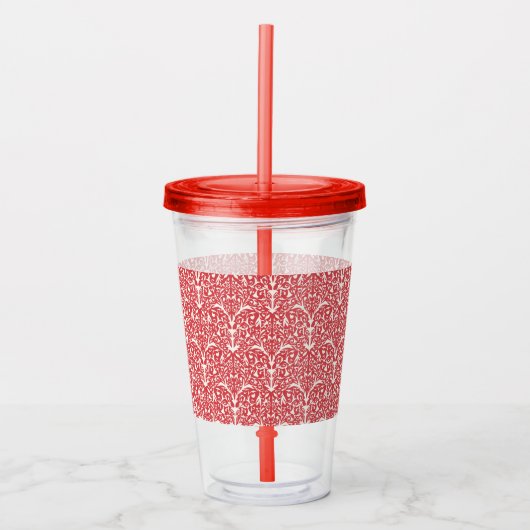 Art Nouveau Inspired Florals Clear Tumbler - Red Acryltrinkbecher (Vorderseite)