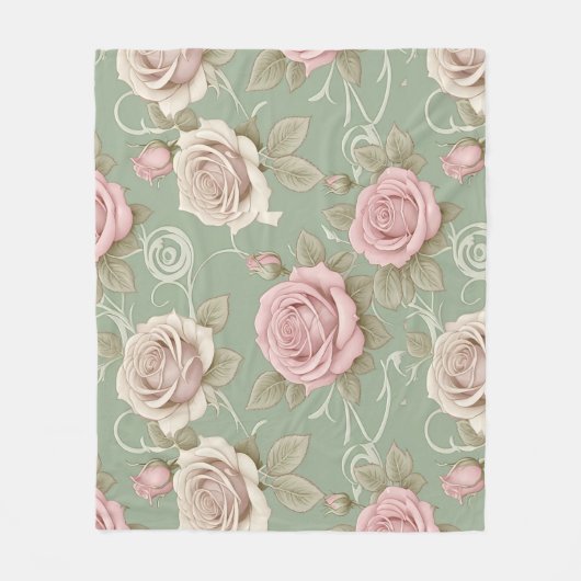 Art Nouveau Inspired Roses In Shades Of Dusty Pink Fleecedecke (Vorderseite)