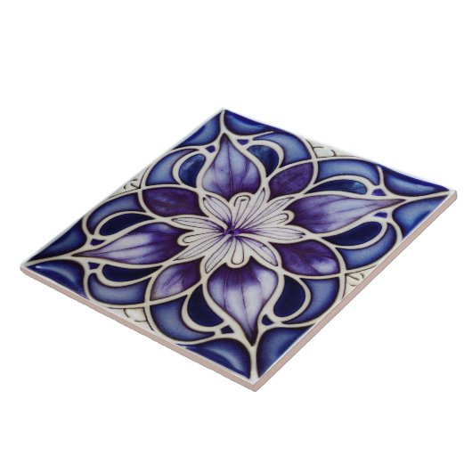 Art Nouveau Inspiriert Lissabon Jacaranda Blossom Fliese (Seite)