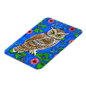 Art Nouveau Inspiriert Owl, Braun auf Cobalt Blue Magnet (Linke Seite)